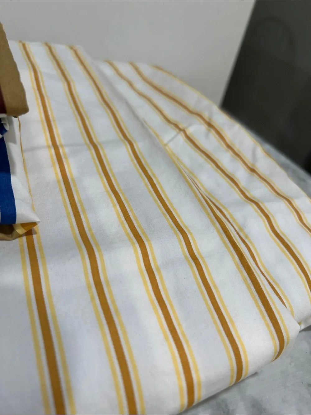 Brooklinen Yellow White Striped Cotton Panel Duvet W/ Two Pillow Set Full/Queen